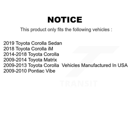 Front Outer Steering Tie Rod End Pair For Toyota Corolla Matrix Pontiac Vibe iM KTR-104614