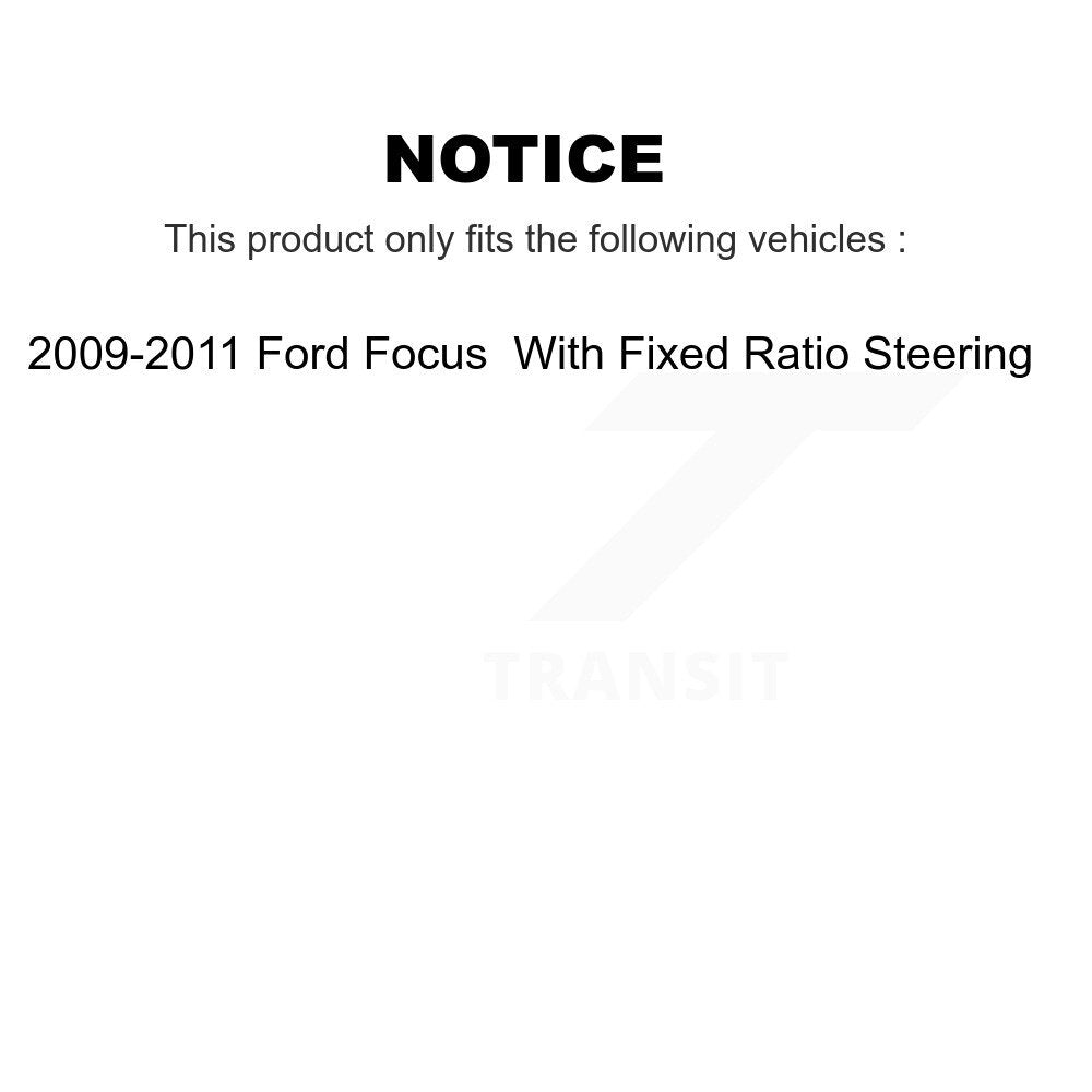 Front Inner Steering Tie Rod End Pair For 2009-2011 Ford Focus With Fixed Ratio KTR-104763