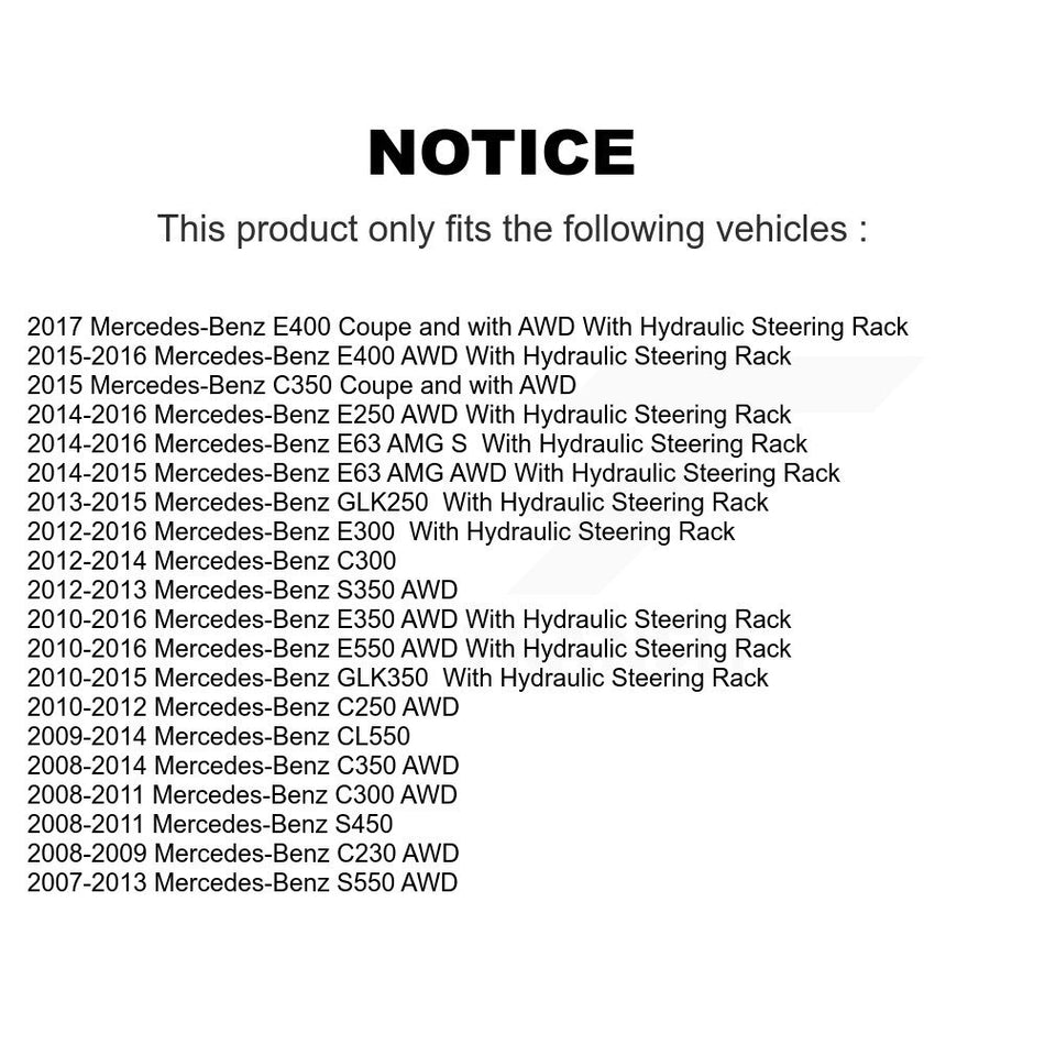 Front Inner Tie Rod End Pair For Mercedes-Benz C300 GLK350 GLK250 E350 C350 C250 E400 E63 KTR-104803