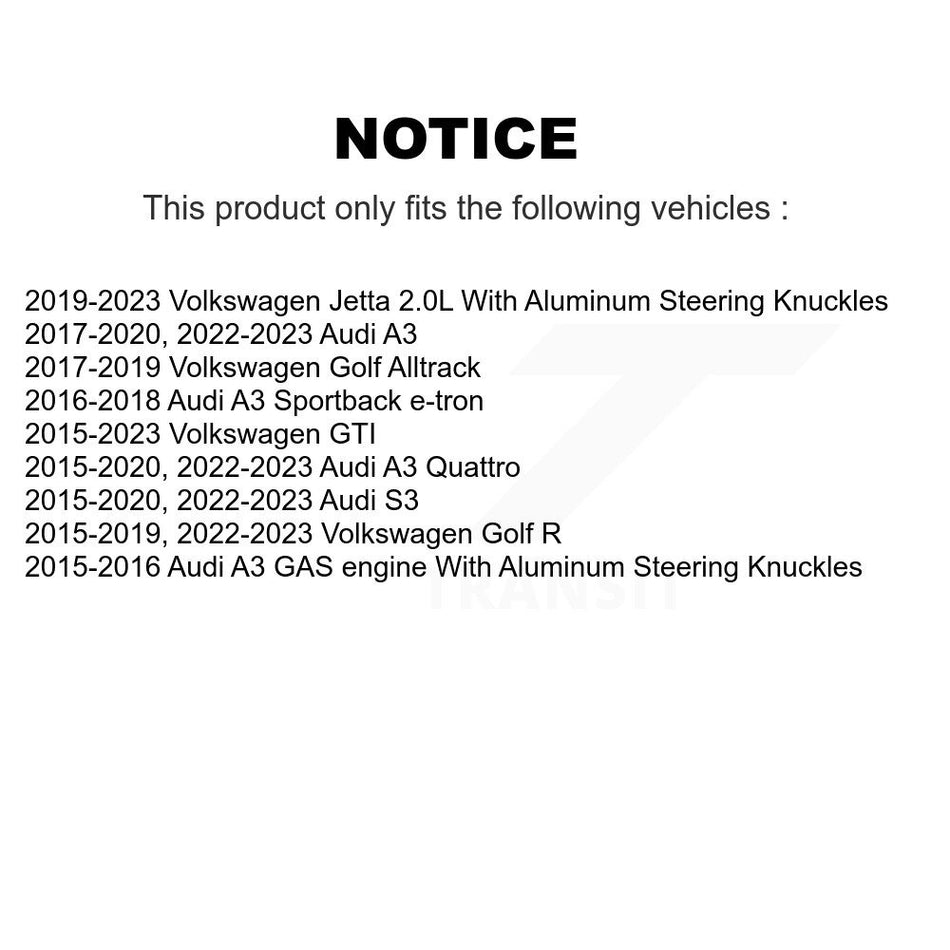 Front Suspension Control Arm Tie Rod End Link Ball Joint Kit (8Pc) For Volkswagen Jetta R KTR-105141