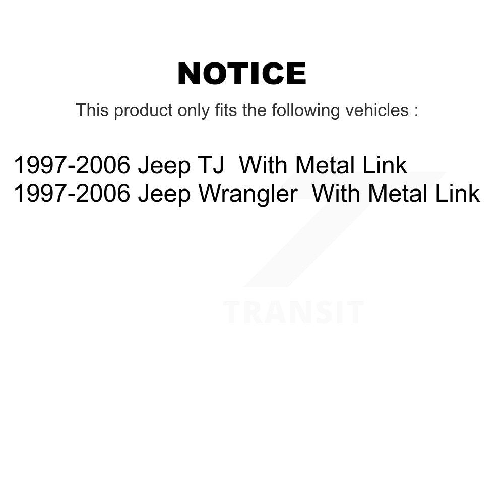 Front Rear Suspension Sway Bar Link Kit For 1997-2006 Jeep Wrangler TJ With Metal KTR-105406