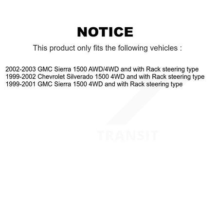 Front Steering Inner & Outer Tie Rod End Kit For GMC Sierra 1500 Chevrolet Silverado KTR-105446