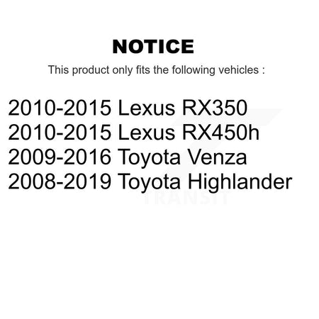 Front Outer & Inner Tie Rod End Kit For Toyota Highlander Venza Lexus RX350 RX450h KTR-105466