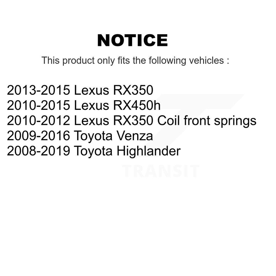 Front Lower Control Arm Ball Joint Tie Rod End Link Kit (8Pc) For Toyota Highlander Venza KTR-105494