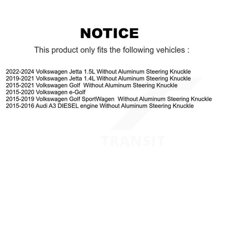 Front Lower Control Arm Tie Rod End Ball Joint Kit (6Pc) For Volkswagen Jetta Golf e-Golf KTR-105638