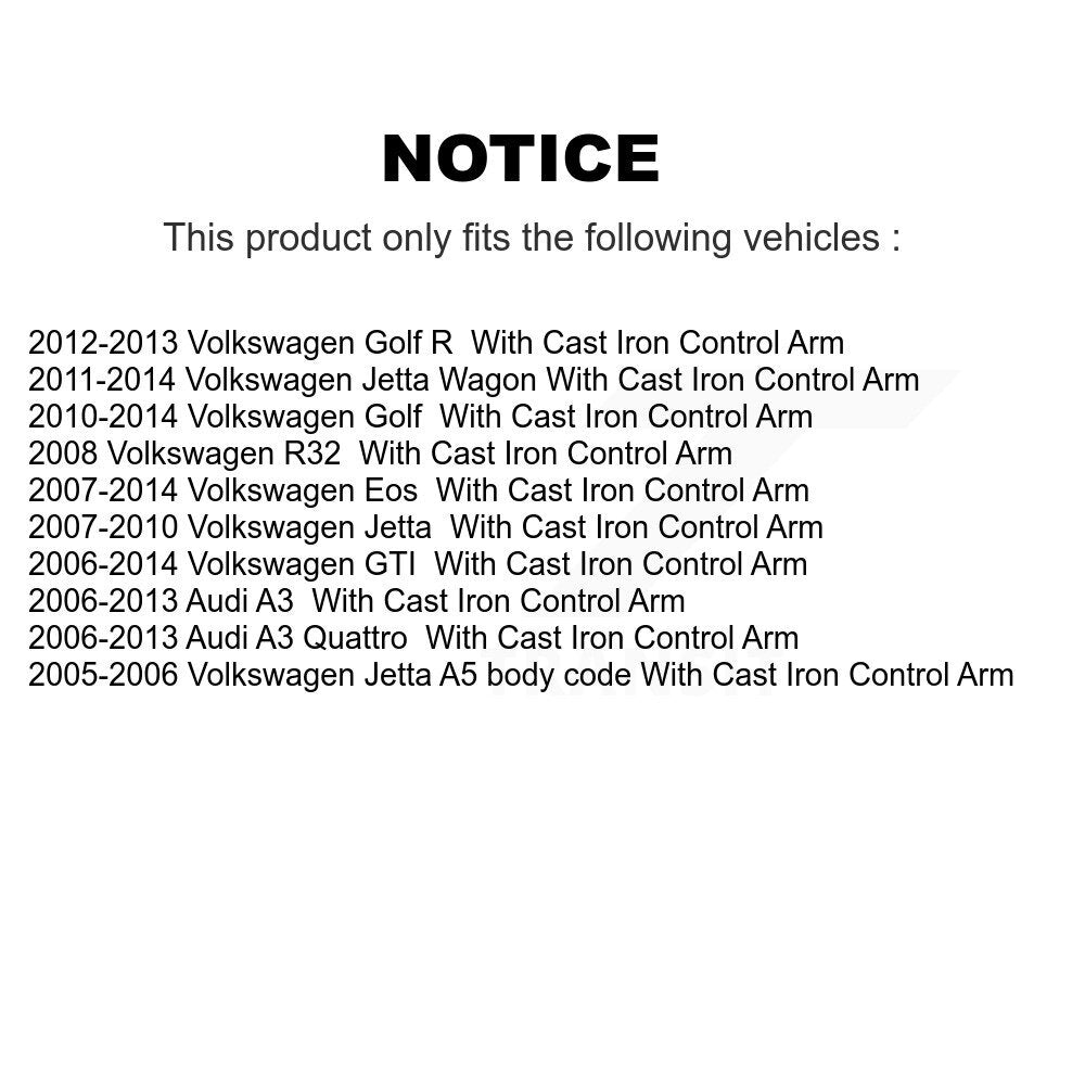Front Lower Control Arm Tie Rod End Ball Joint Kit (6Pc) For Volkswagen Jetta Golf GTI A3 KTR-105641