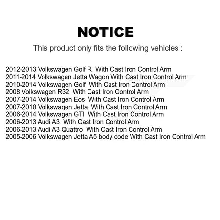 Front Lower Control Arm Tie Rod End Link Ball Joint Kit (8Pc) For Volkswagen Jetta Golf R KTR-105651
