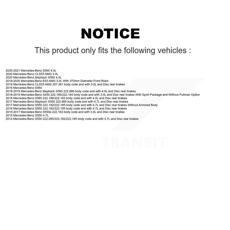 Front Ceramic Brake Pads & Wear Sensor Kit For Mercedes-Benz S550 S560 E53 AMG CLS53 S450 KTW-101043