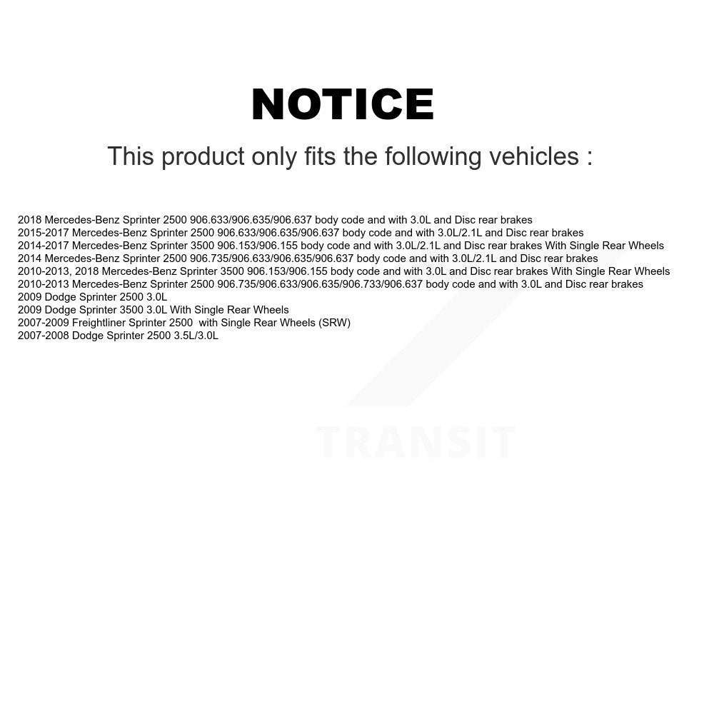Rear Ceramic Brake Pad & Extra Wear Sensor Kit For Mercedes-Benz Sprinter 2500 3500 Dodge KTW-101140