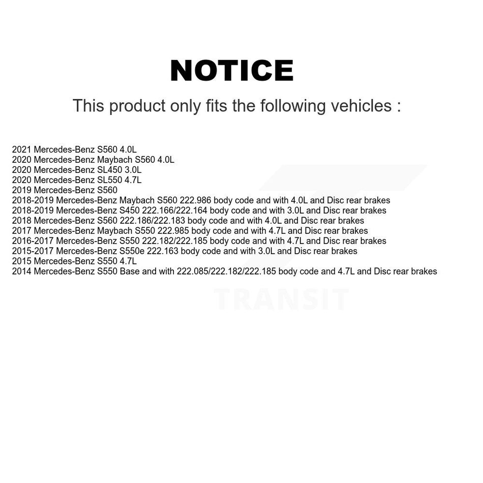 Rear Ceramic Brake Pads Wear Sensor Kit For Mercedes-Benz S550 S560 SL450 S450 SL550 S600 KTW-101347