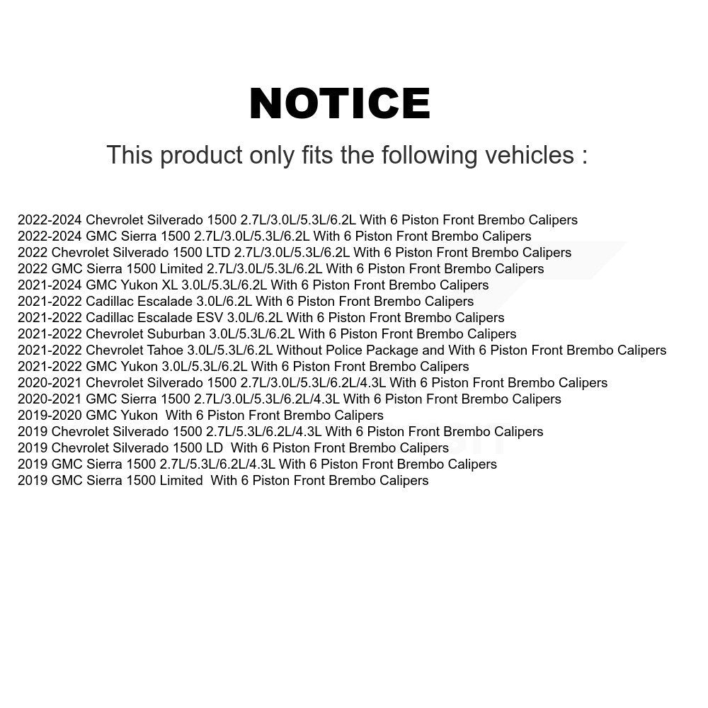 Front Ceramic Brake Pad & Wear Sensor Kit For GMC Chevrolet Silverado 1500 Sierra Limited KTW-101692