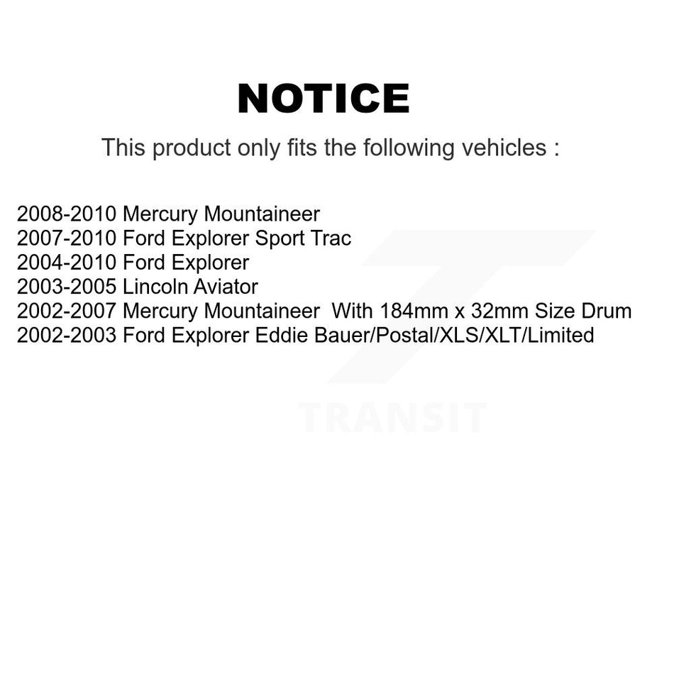 Rear Parking Brake Shoe NB-791B For Ford Explorer Sport Trac Lincoln Aviator Mercury Mountaineer