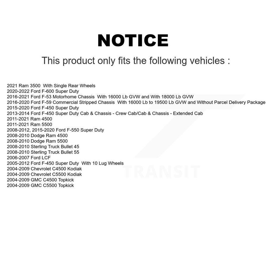 Rear Parking Brake Shoe NB-847B For Ford F-450 Super Duty Ram 3500 F-550 F-53 Motorhome Chassis GMC