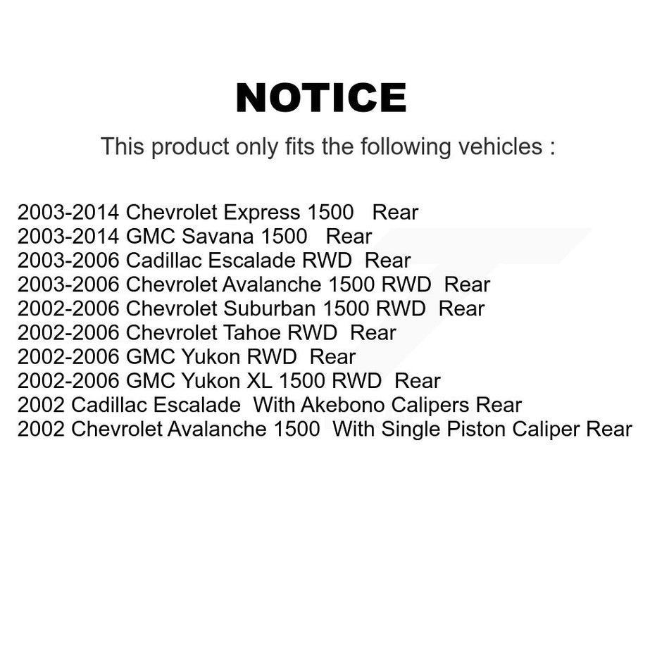 Rear Semi-Metallic Disc Brake Pads NWF-ASD974A For Chevrolet Tahoe GMC Suburban 1500 Avalanche Yukon XL Express Cadillac Escalade Savana