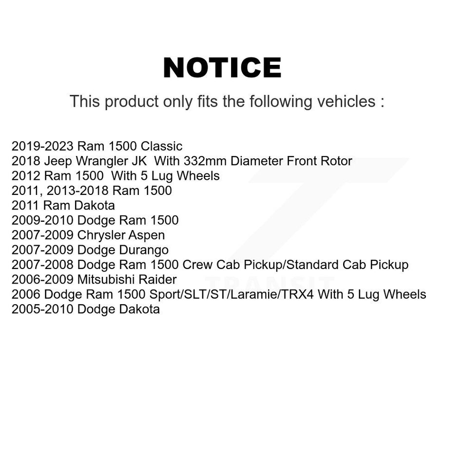 Front Semi-Metallic Disc Brake Pads NWF-PRM1084 For Ram 1500 Classic Dodge Dakota Jeep Wrangler JK