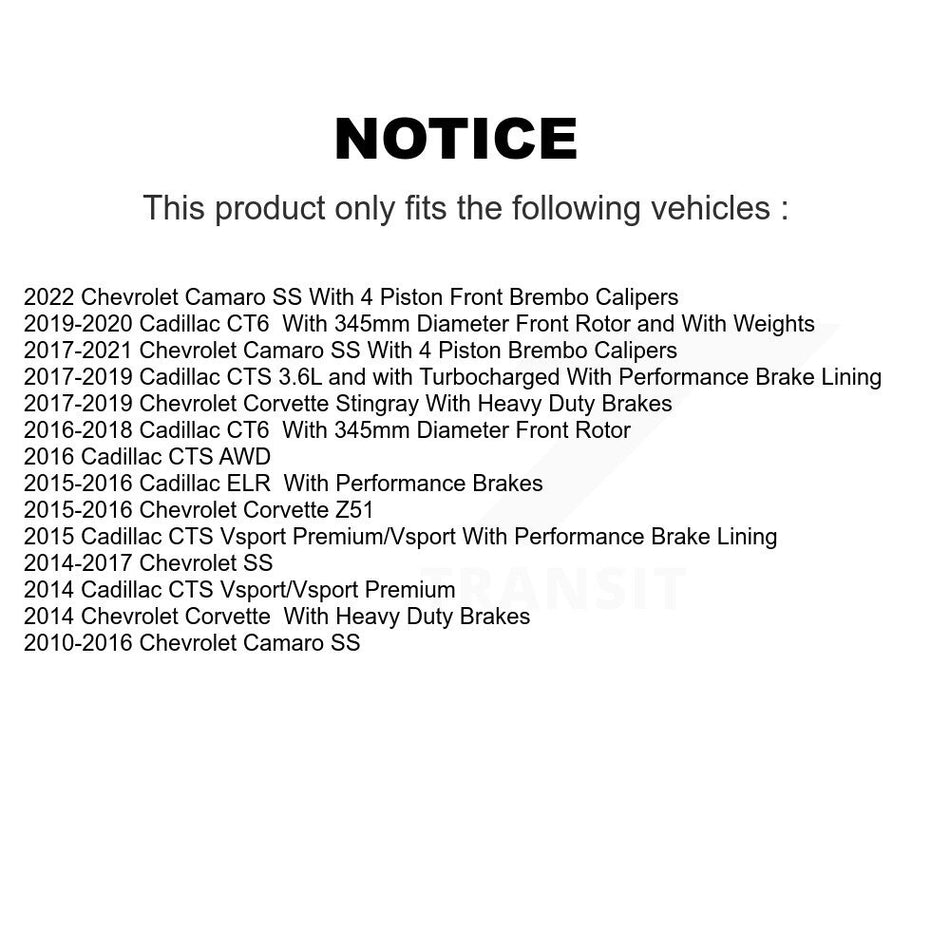 Front Semi-Metallic Disc Brake Pads PPF-D1474 For Chevrolet Camaro Corvette Cadillac CTS CT6 SS ELR