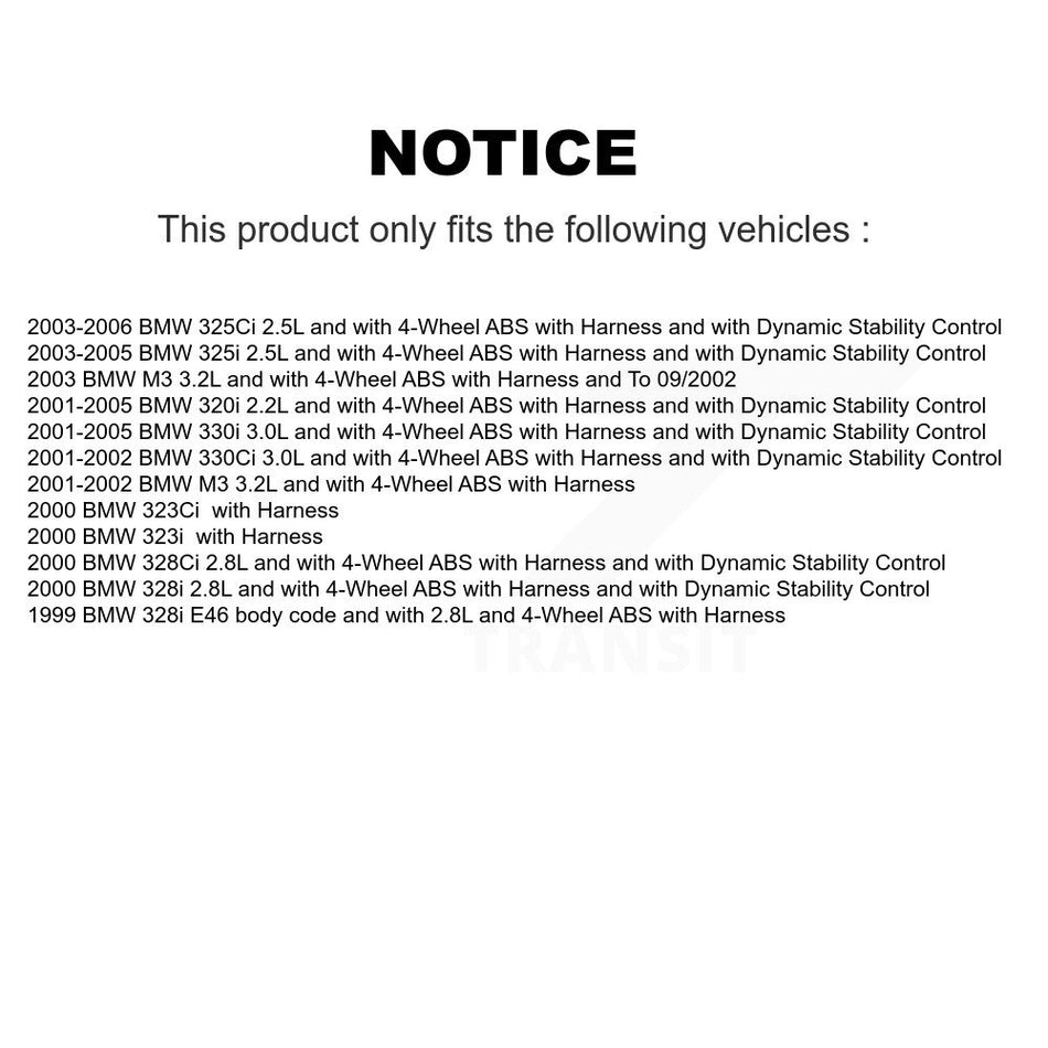 Front ABS Wheel Speed Sensor SEN-2ABS0034 For BMW 325i 325Ci 320i 330Ci M3 330i 328i 323Ci 323i