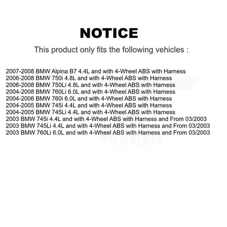 Front ABS Wheel Speed Sensor SEN-2ABS0097 For BMW 750i 750Li 745i 745Li 760Li Alpina B7 760i