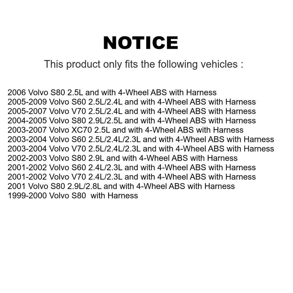 Front ABS Wheel Speed Sensor SEN-2ABS0140 For Volvo S60 XC70 V70 S80 with Harness