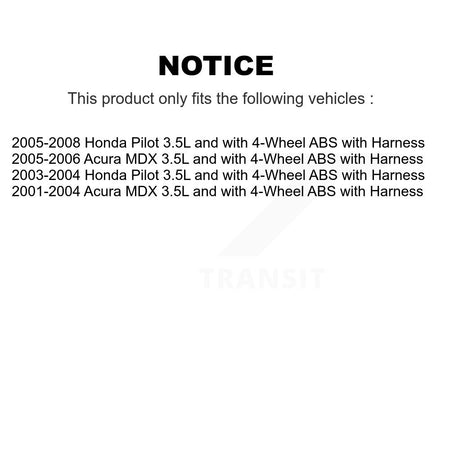 Rear Right ABS Wheel Speed Sensor SEN-2ABS0168 For Honda Pilot Acura MDX 3.5L with 4-Wheel