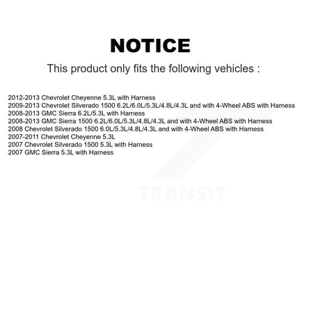 Rear ABS Wheel Speed Sensor SEN-2ABS0171 For Chevrolet Silverado 1500 GMC Sierra Cheyenne