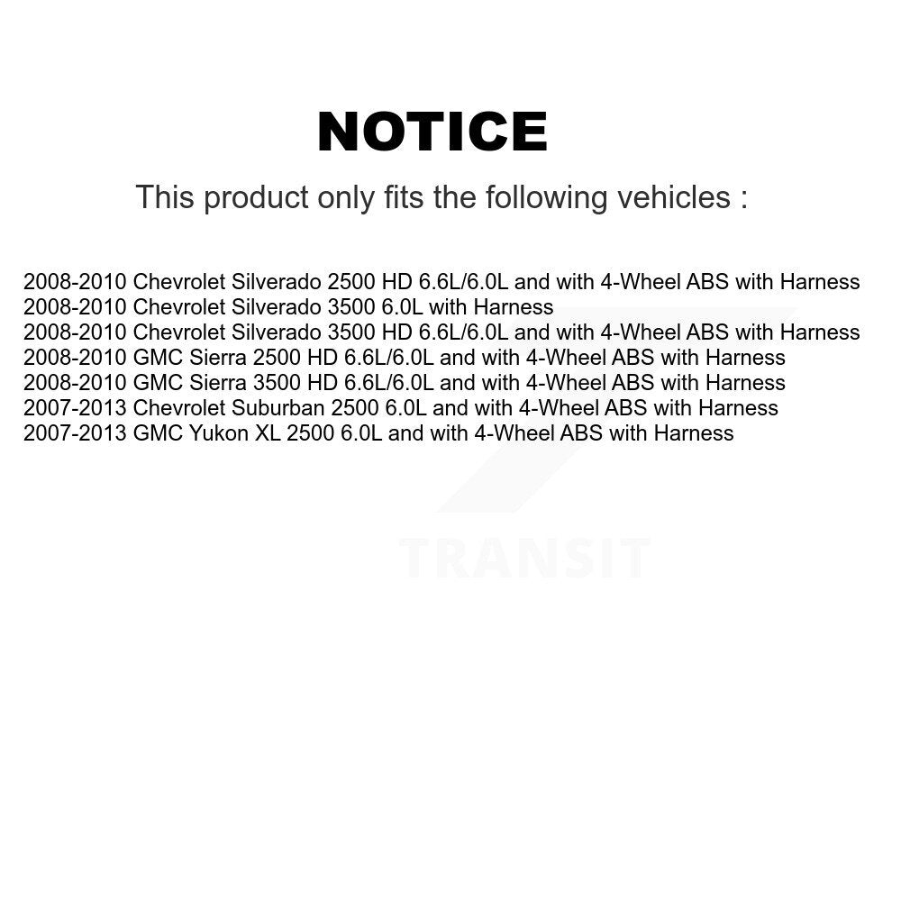 Front ABS Wheel Speed Sensor SEN-2ABS0181 For Chevrolet GMC Sierra 2500 HD Silverado 3500 Suburban