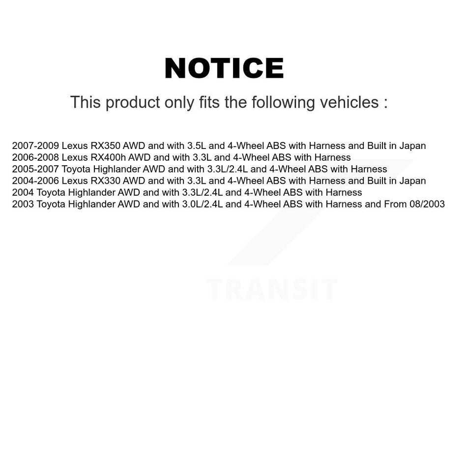 Rear ABS Wheel Speed Sensor SEN-2ABS0228 For Lexus RX350 Toyota Highlander RX330 RX400h