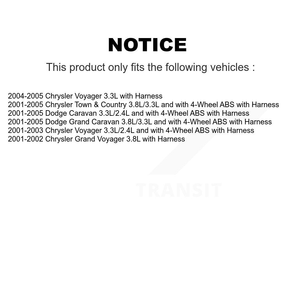 Front Right ABS Wheel Speed Sensor SEN-2ABS0328 For Dodge Caravan Grand Chrysler Town & Country