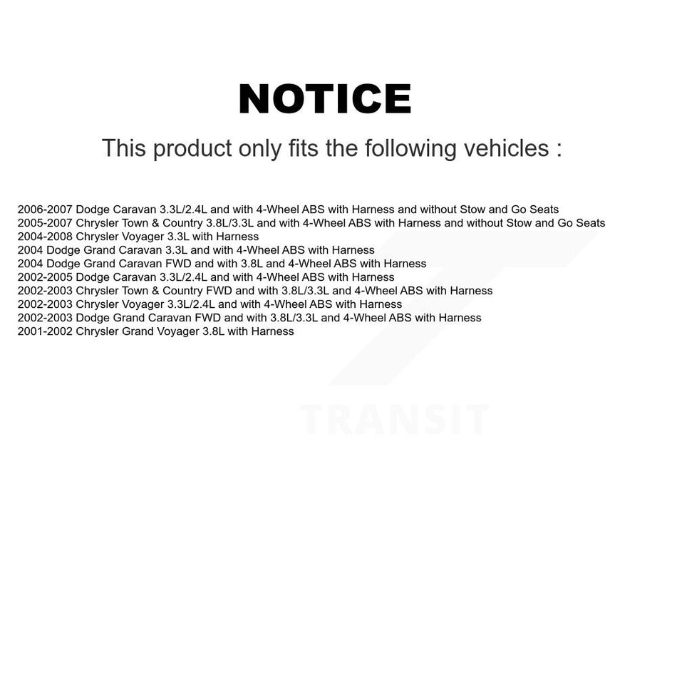 Rear ABS Wheel Speed Sensor SEN-2ABS0340 For Dodge Caravan Grand Chrysler Town & Country Voyager