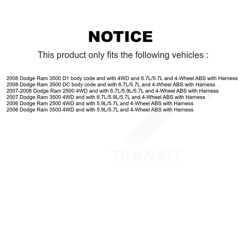 Front ABS Wheel Speed Sensor SEN-2ABS0343 For Dodge Ram 3500 2500 with Harness