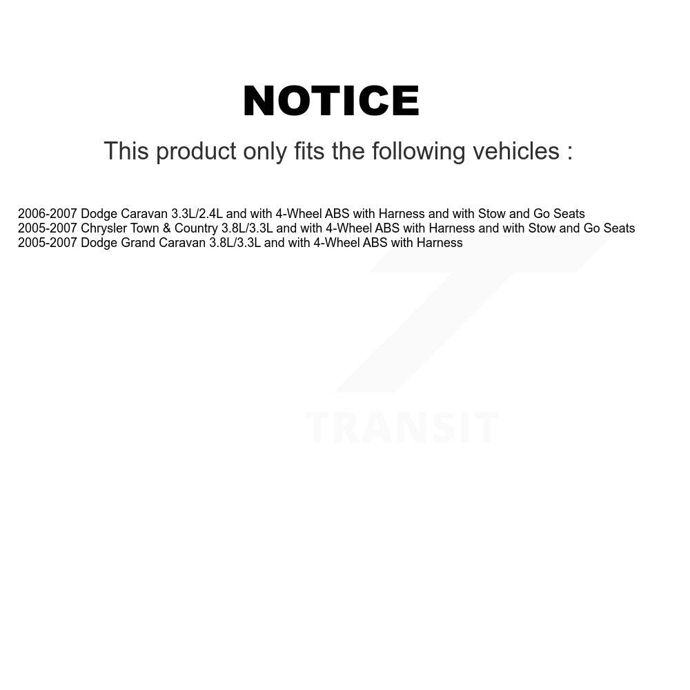 Rear ABS Wheel Speed Sensor SEN-2ABS0348 For Dodge Grand Caravan Chrysler Town & Country