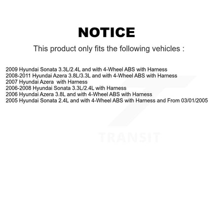 Front Right ABS Wheel Speed Sensor SEN-2ABS0368 For Hyundai Sonata Azera