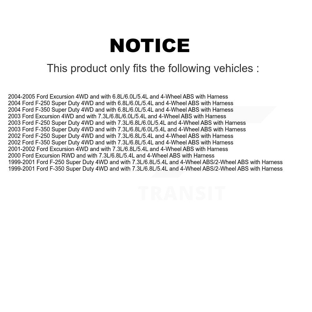 Front ABS Wheel Speed Sensor SEN-2ABS0409 For Ford F-350 Super Duty F-250 Excursion with Harness