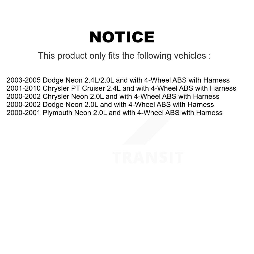 Front Left ABS Wheel Speed Sensor SEN-2ABS0418 For Chrysler PT Cruiser Neon Dodge Plymouth