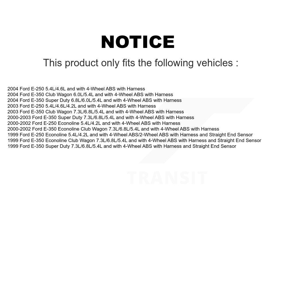 Front Right ABS Wheel Speed Sensor SEN-2ABS0445 For Ford E-350 Super Duty Econoline Club Wagon E-250