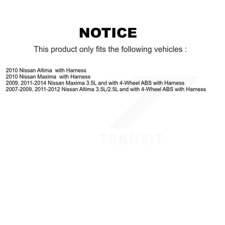 Front ABS Wheel Speed Sensor SEN-2ABS0458 For Nissan Altima Maxima with Harness
