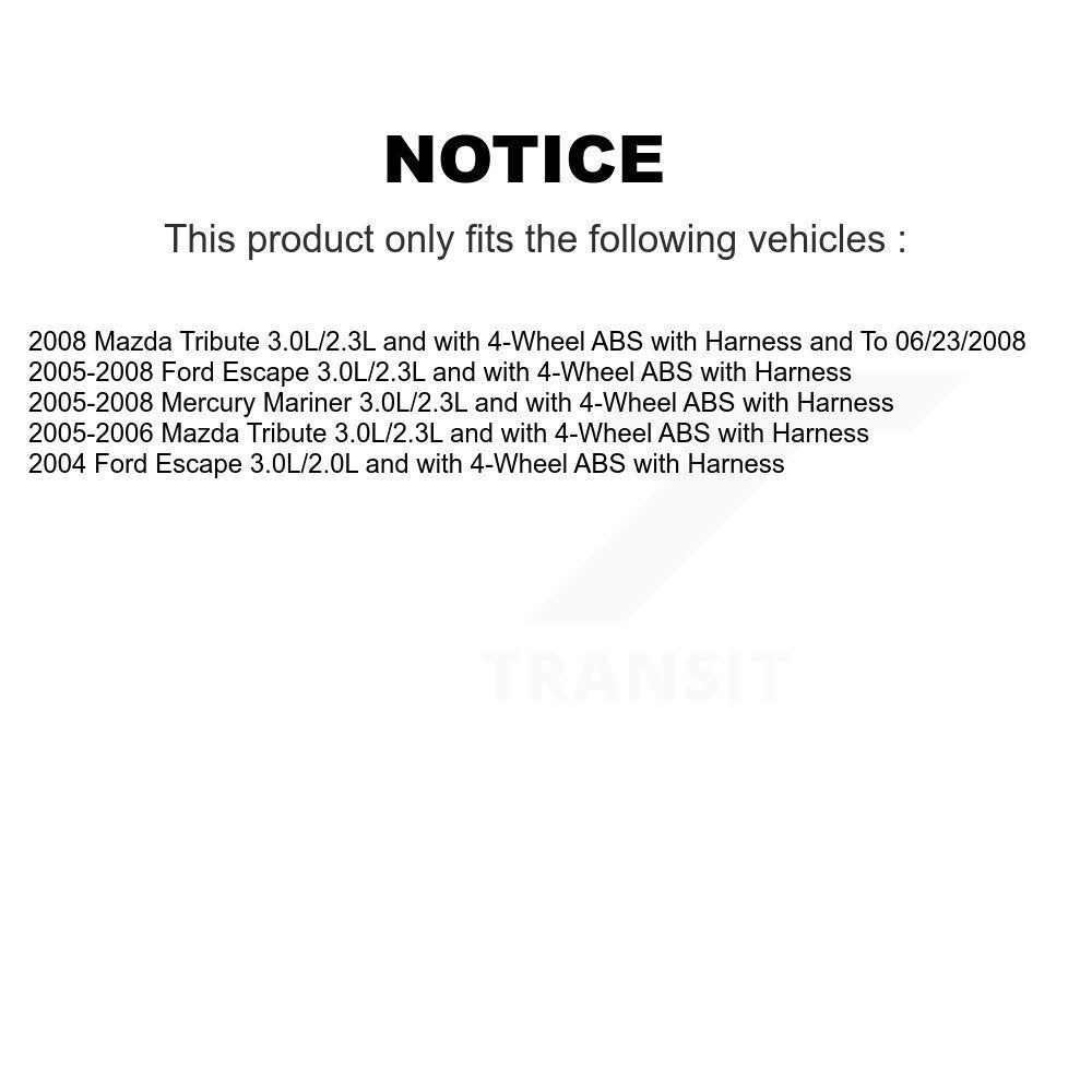 Front Right ABS Wheel Speed Sensor SEN-2ABS0460 For Ford Escape Mazda Tribute Mercury Mariner