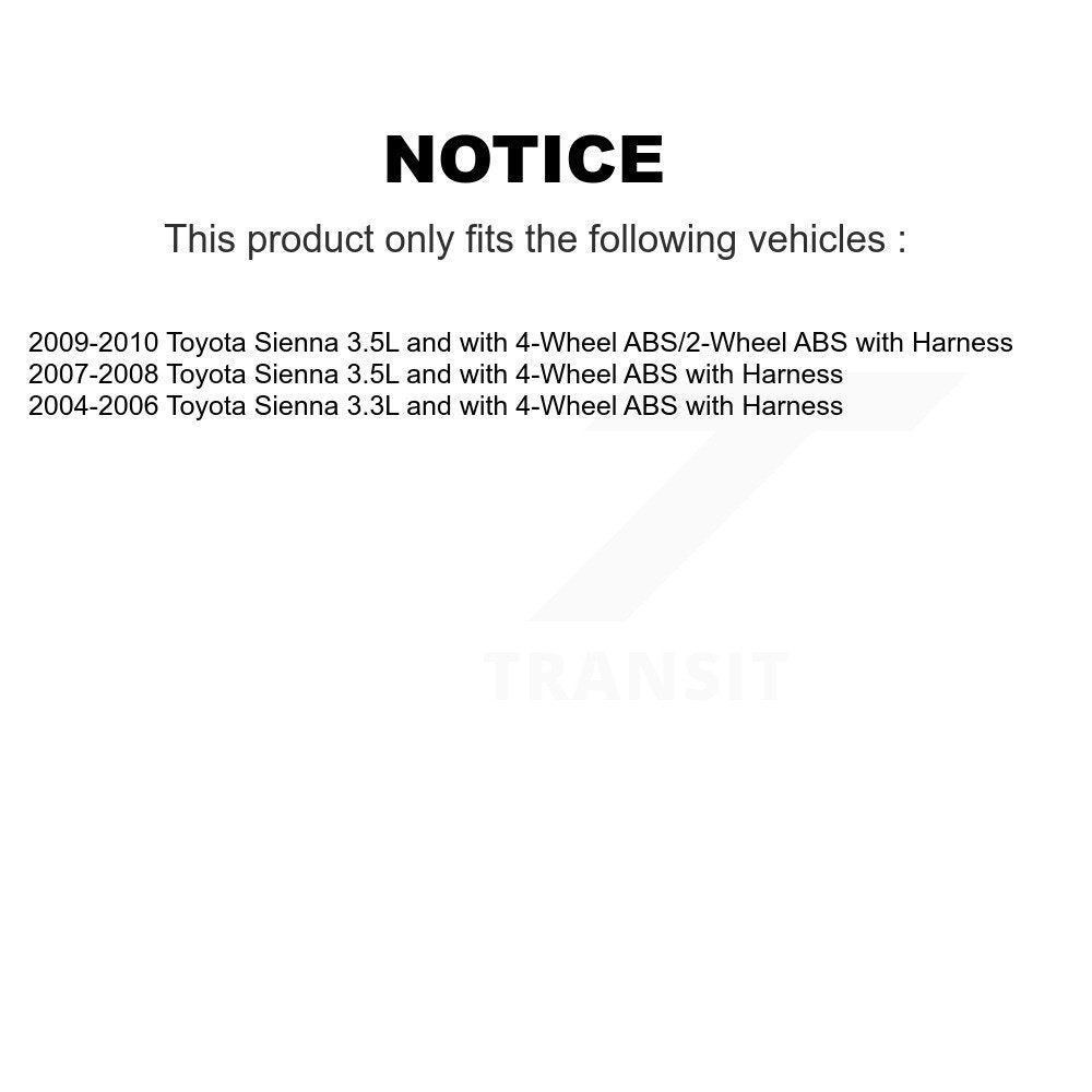 Front Left ABS Wheel Speed Sensor SEN-2ABS0474 For Toyota Sienna with Harness
