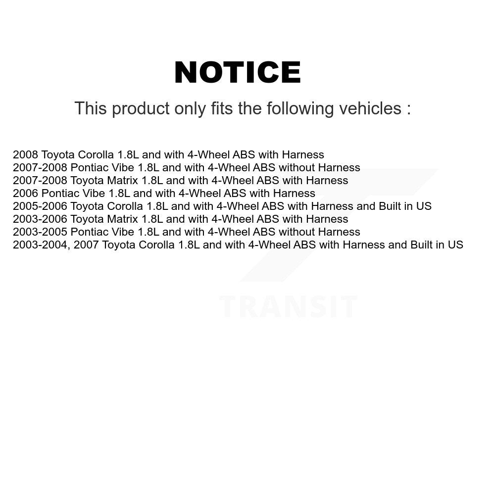 Front Right ABS Wheel Speed Sensor SEN-2ABS0517 For Toyota Corolla Matrix Pontiac Vibe