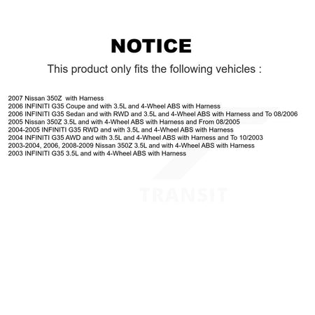 Front Right ABS Wheel Speed Sensor SEN-2ABS0522 For INFINITI G35 Nissan 350Z