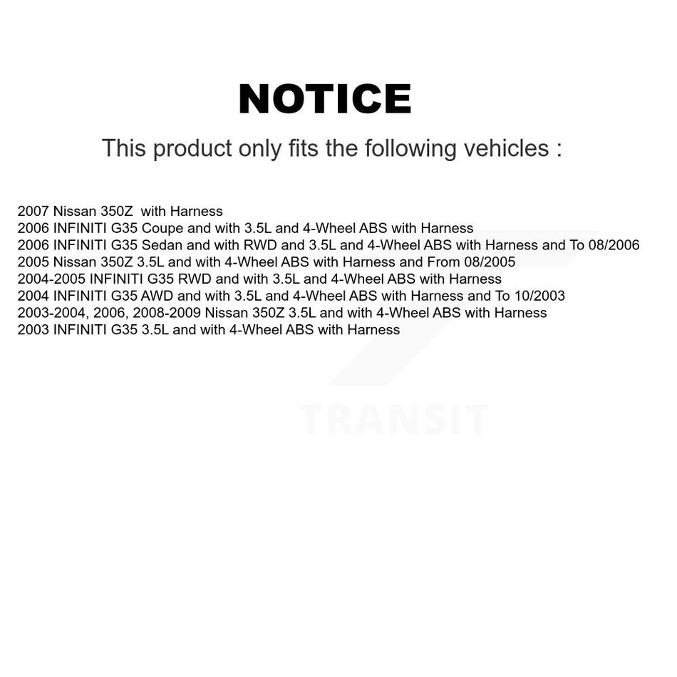 Front Right ABS Wheel Speed Sensor SEN-2ABS0522 For INFINITI G35 Nissan 350Z