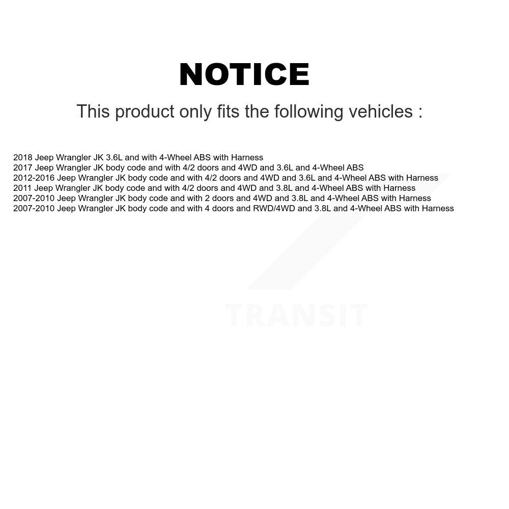 Front ABS Wheel Speed Sensor SEN-2ABS0598 For Jeep Wrangler JK