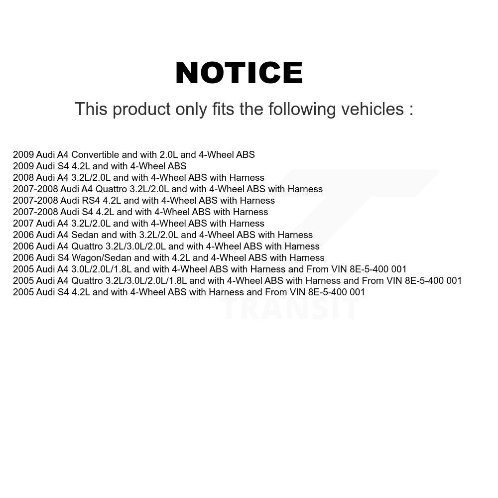 Rear Left ABS Wheel Speed Sensor SEN-2ABS0614 For Audi A4 Quattro S4 RS4