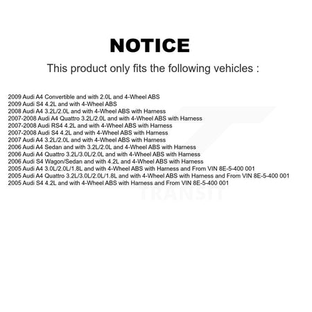 Rear Left ABS Wheel Speed Sensor SEN-2ABS0614 For Audi A4 Quattro S4 RS4