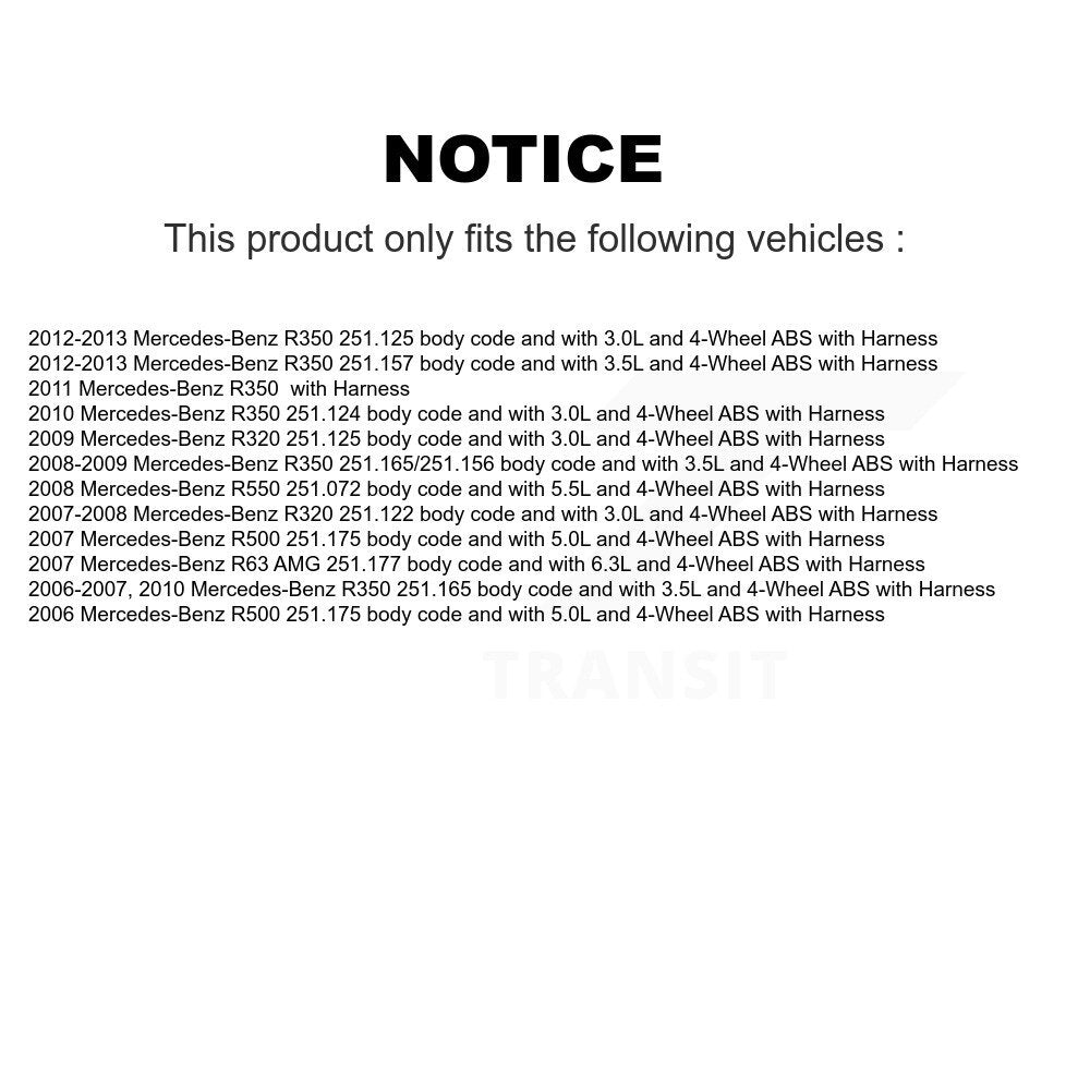 Front ABS Wheel Speed Sensor SEN-2ABS0697 For Mercedes-Benz R350 R320 R500 R550 R63 AMG with Harness