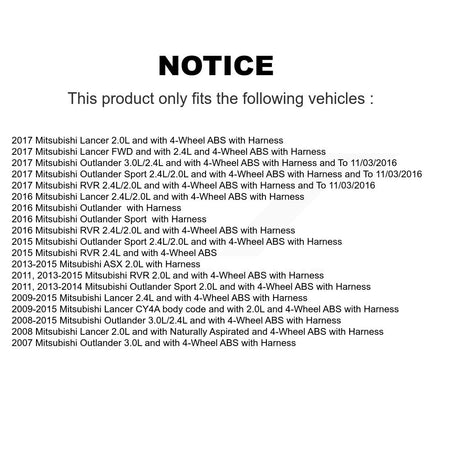 Front Right ABS Wheel Speed Sensor SEN-2ABS0710 For Mitsubishi Lancer Outlander RVR Sport ASX