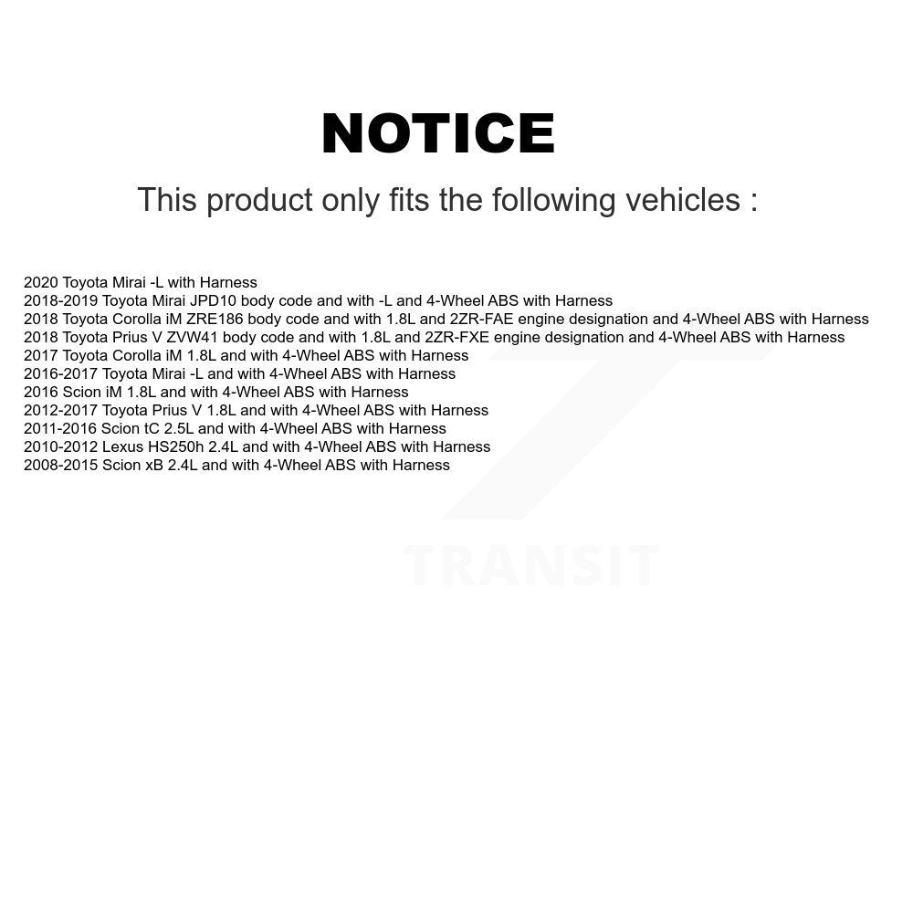 Front Right ABS Wheel Speed Sensor SEN-2ABS0729 For Toyota Prius V Scion Corolla iM tC xB Lexus