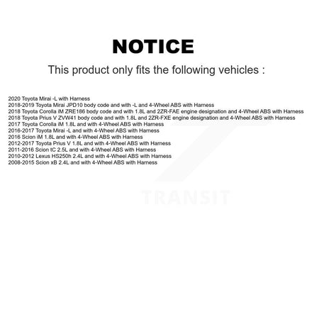 Front Right ABS Wheel Speed Sensor SEN-2ABS0729 For Toyota Prius V Scion Corolla iM tC xB Lexus