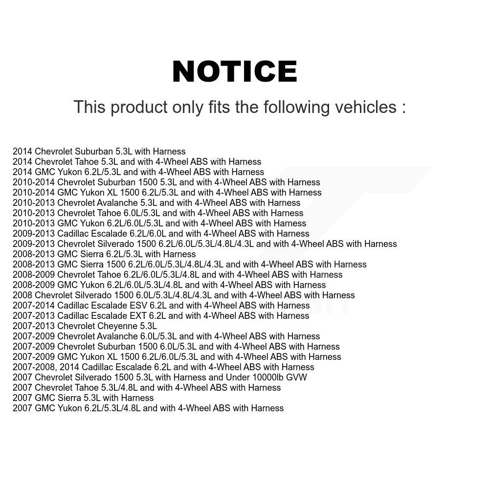 Front ABS Wheel Speed Sensor SEN-2ABS0800 For Chevrolet GMC Silverado 1500 Sierra Avalanche Cadillac