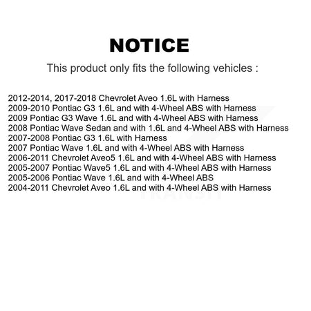 Rear Left ABS Wheel Speed Sensor SEN-2ABS0801 For Chevrolet Aveo Pontiac Aveo5 Wave G3 Wave5